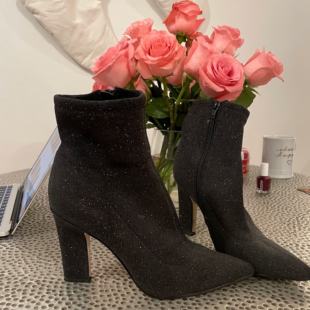 Guess black glitter booties